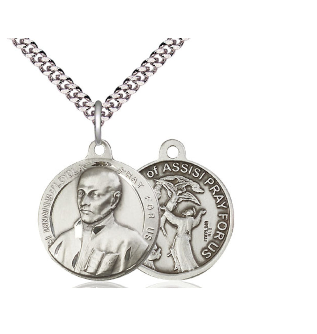 Bliss St Ignatius of Loyola and St Francis of Assisi design and comes with a matching chain,