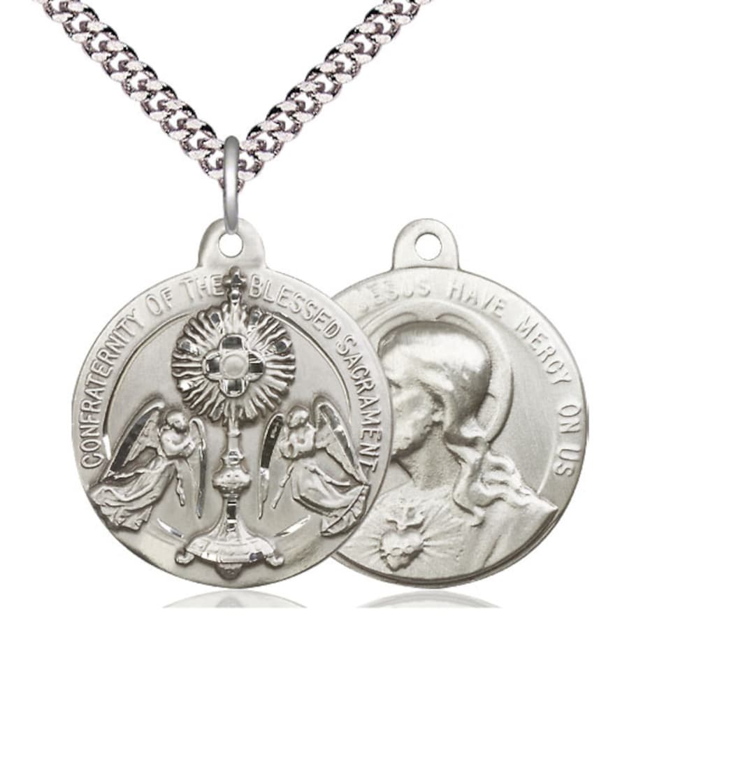 Bliss Blessed Sacrament and Sacred Heart of Jesus Sterling Silver Medal,