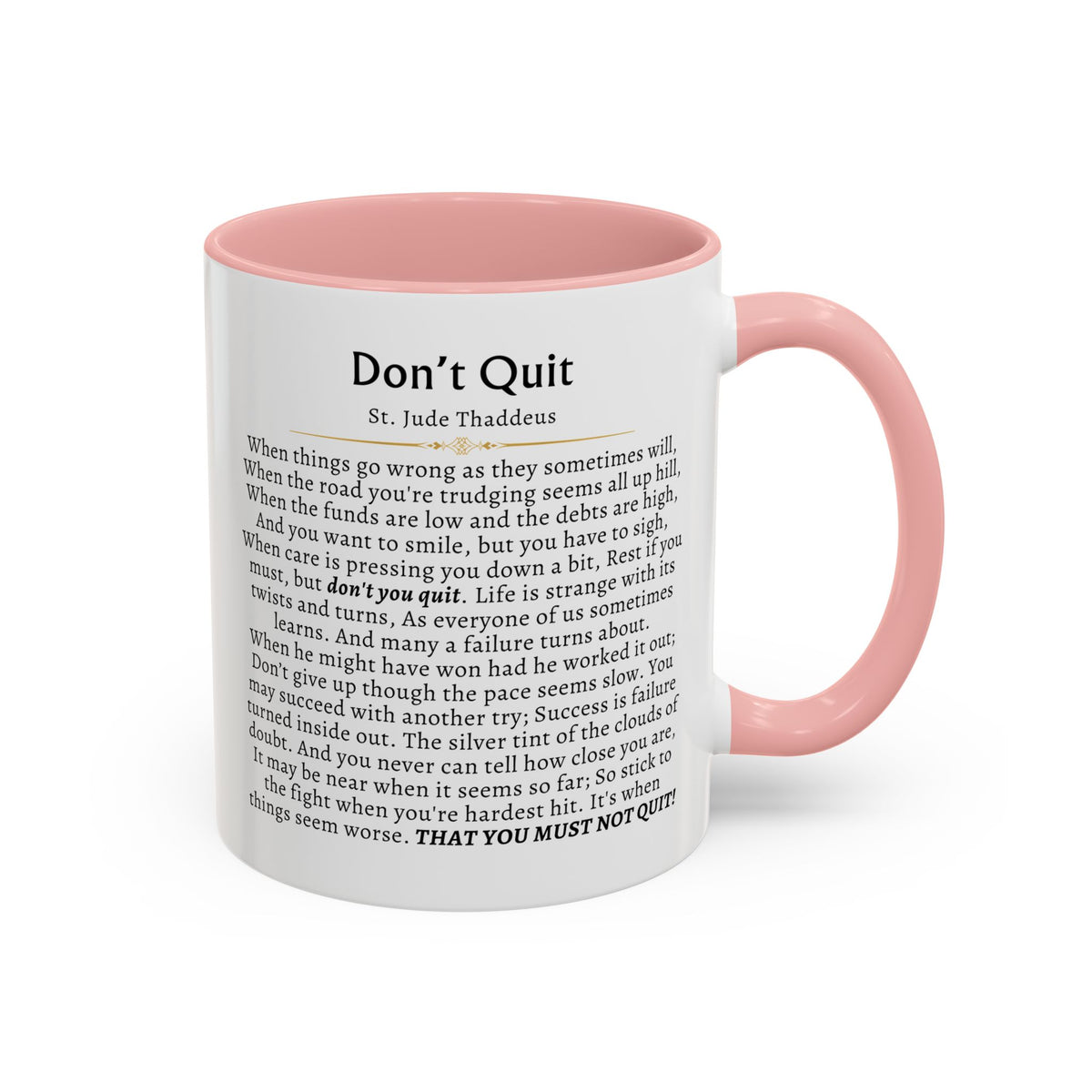 St. Jude Thaddeus Don't Quit Prayer Card Devotional Coffee Mug - 11oz Accent Cup