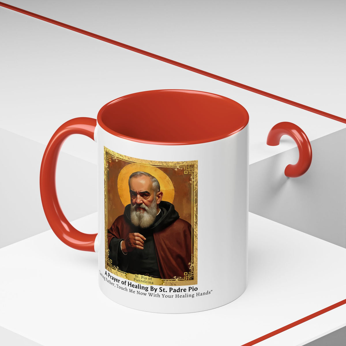 St. Padre Pio Healing Prayer Card Devotional Coffee Mug - 11oz Accent Cup