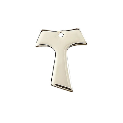 Small 14kt Gold Franciscan Tau Cross Pendant, Measures 3/4-inch tall by 5/8-inch wide, Bliss Manufacturing