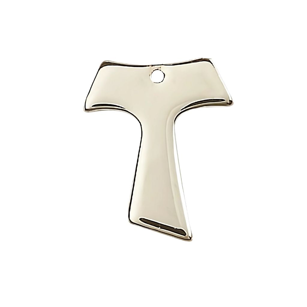 Bliss Medium 14kt Gold Franciscan Tau Cross Pendant, Measures 1-inch tall by 3/4-inch wide