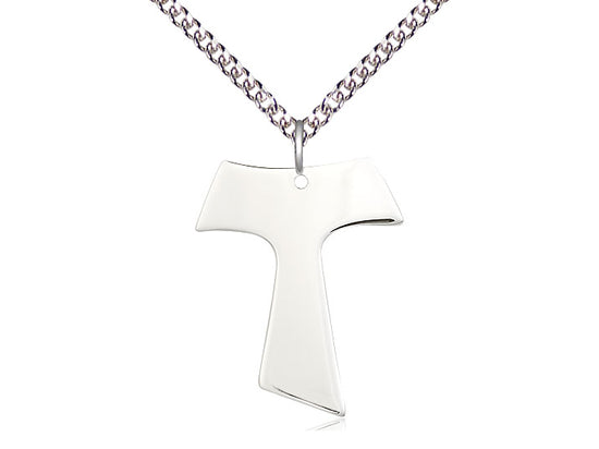 Bliss Medium Sterling Silver Franciscan Tau Cross Pendant Necklace