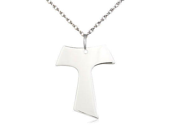 Bliss Medium Sterling Silver Franciscan Tau Cross Pendant Necklace