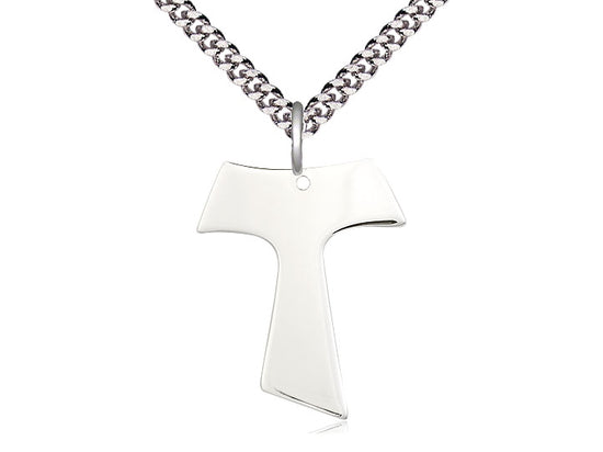 Bliss Medium Sterling Silver Franciscan Tau Cross Pendant Necklace