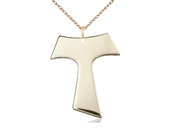 Bliss Large 14kt Gold Franciscan Tau Cross Pendant