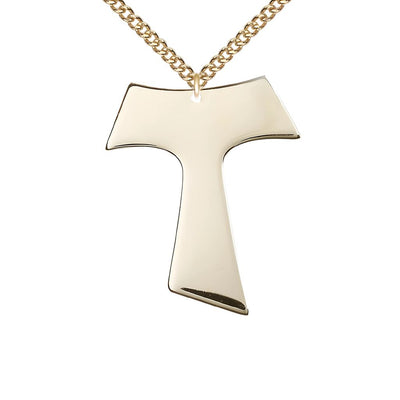 Large 14kt Gold Franciscan Tau Cross Pendant, Bliss Manufacturing