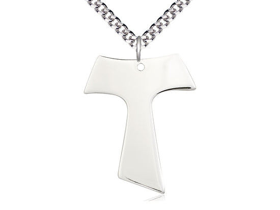 Bliss Large Sterling Silver Franciscan Tau Cross Pendant Necklace