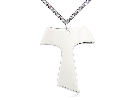 Bliss Large Sterling Silver Franciscan Tau Cross Pendant Necklace