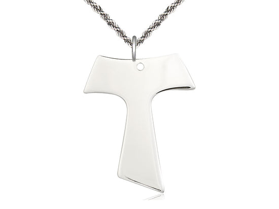 Bliss Large Sterling Silver Franciscan Tau Cross Pendant Necklace