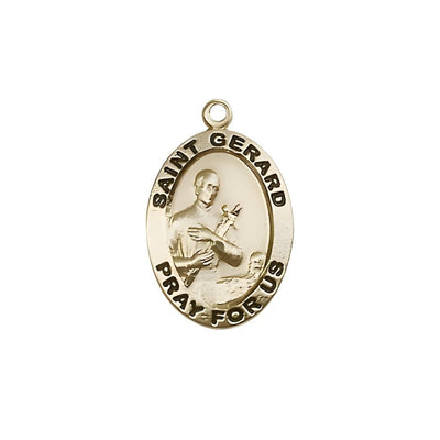 St. Gerard Majella 14kt Gold Pray For Us Medal Pendant, Measures 3/4-inch tall by 1/2-inch wide, Bliss Manufacturing