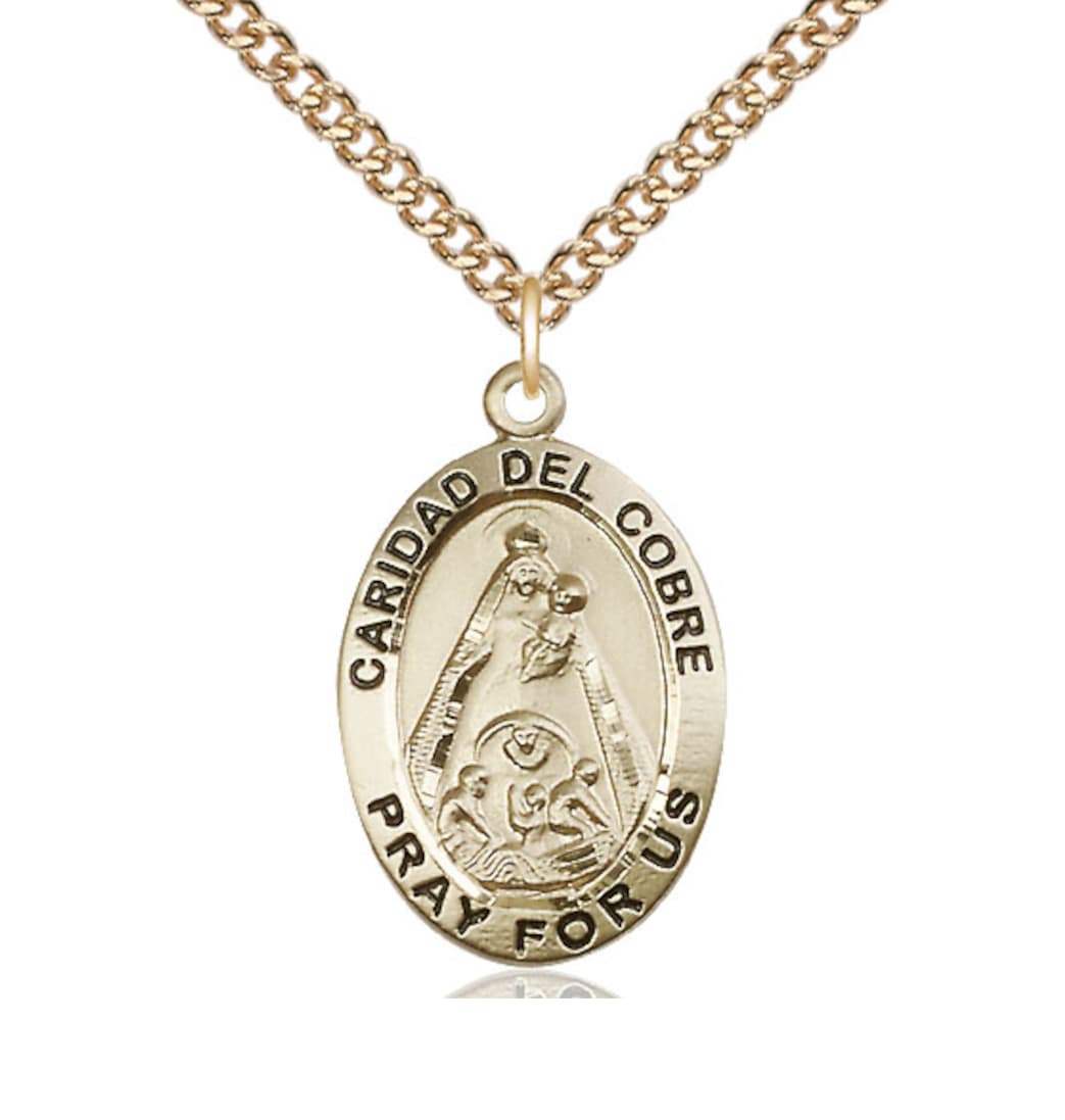 Bliss Caridad del Cobre / Our Lady of of Charity Patron Saint Medal with Gold-filled Chain,