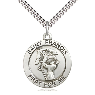 Saint Francis of Assisi Sterling Silver Round Medal, Bliss Manufacturing