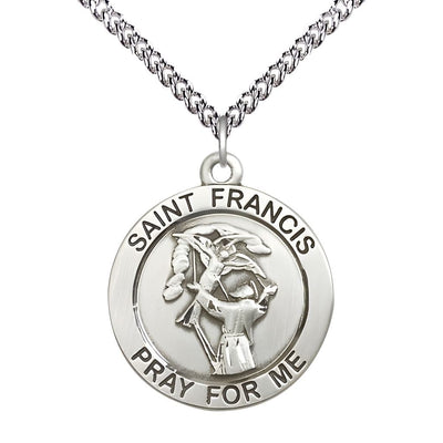 Saint Francis of Assisi Sterling Silver Round Medal (view 2), Bliss Manufacturing