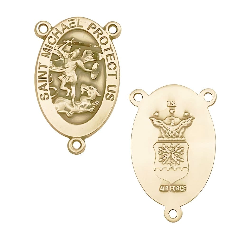 St. Michael Air Force Centerpiece Rosary Part in 14kt Gold,