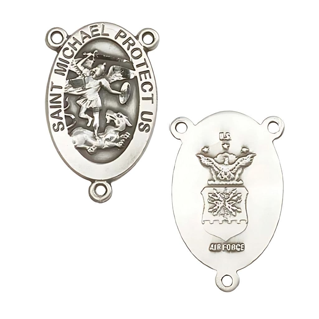 St. Michael Air Force Centerpiece Rosary Part in Sterling Silver,