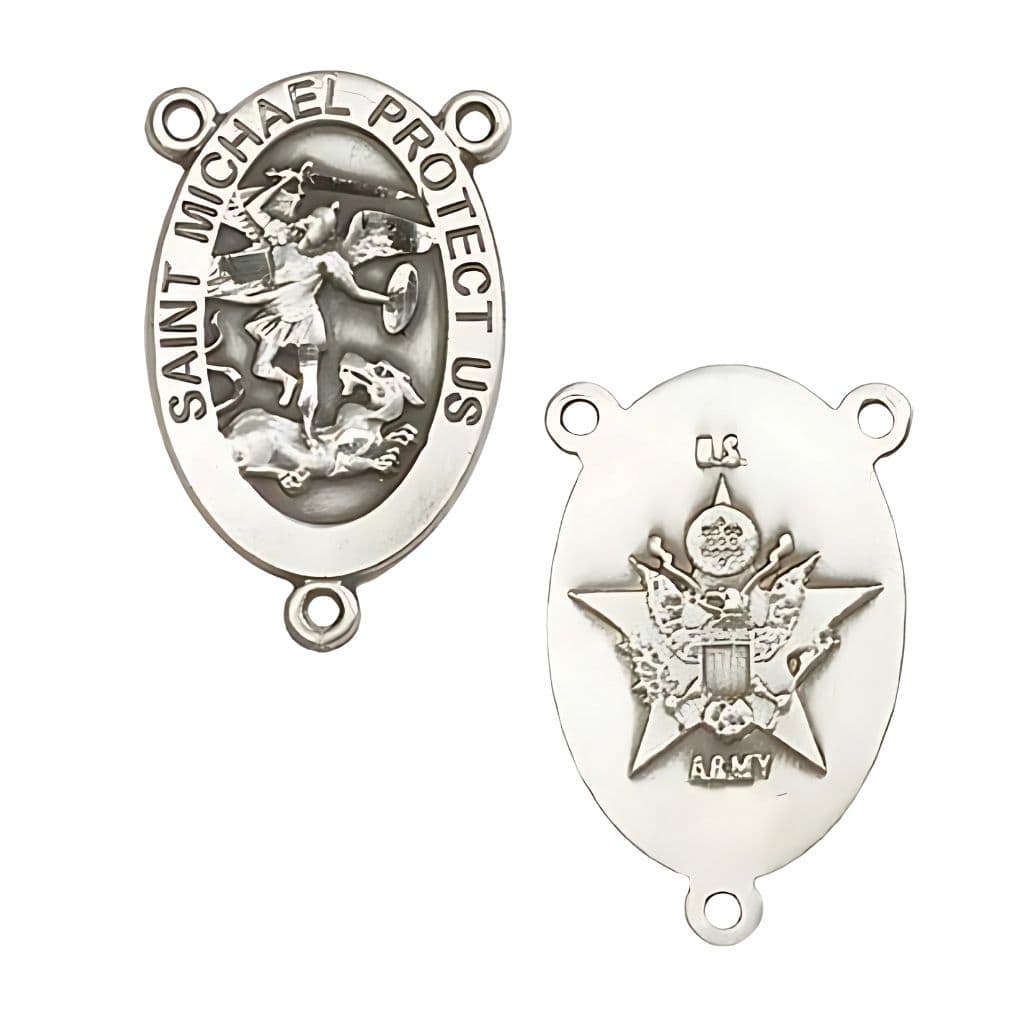 St. Michael Army Centerpiece Rosary Part in Sterling Silver,
