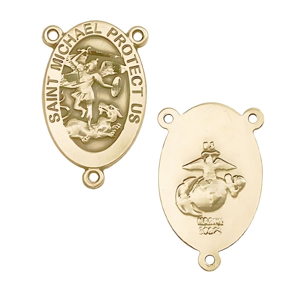 St. Michael Marine Centerpiece Rosary Part in 14kt Gold,