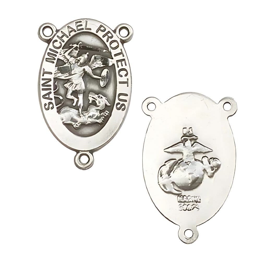 St. Michael Marine Centerpiece Rosary Part in Sterling Silver,