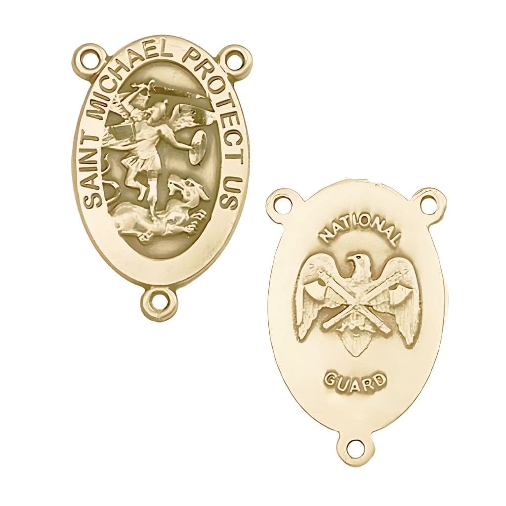 St. Michael National Guard Centerpiece Rosary Part in 14kt Gold,