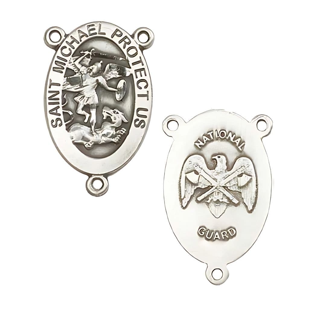 St. Michael National Guard Centerpiece Rosary Part in Pewter,