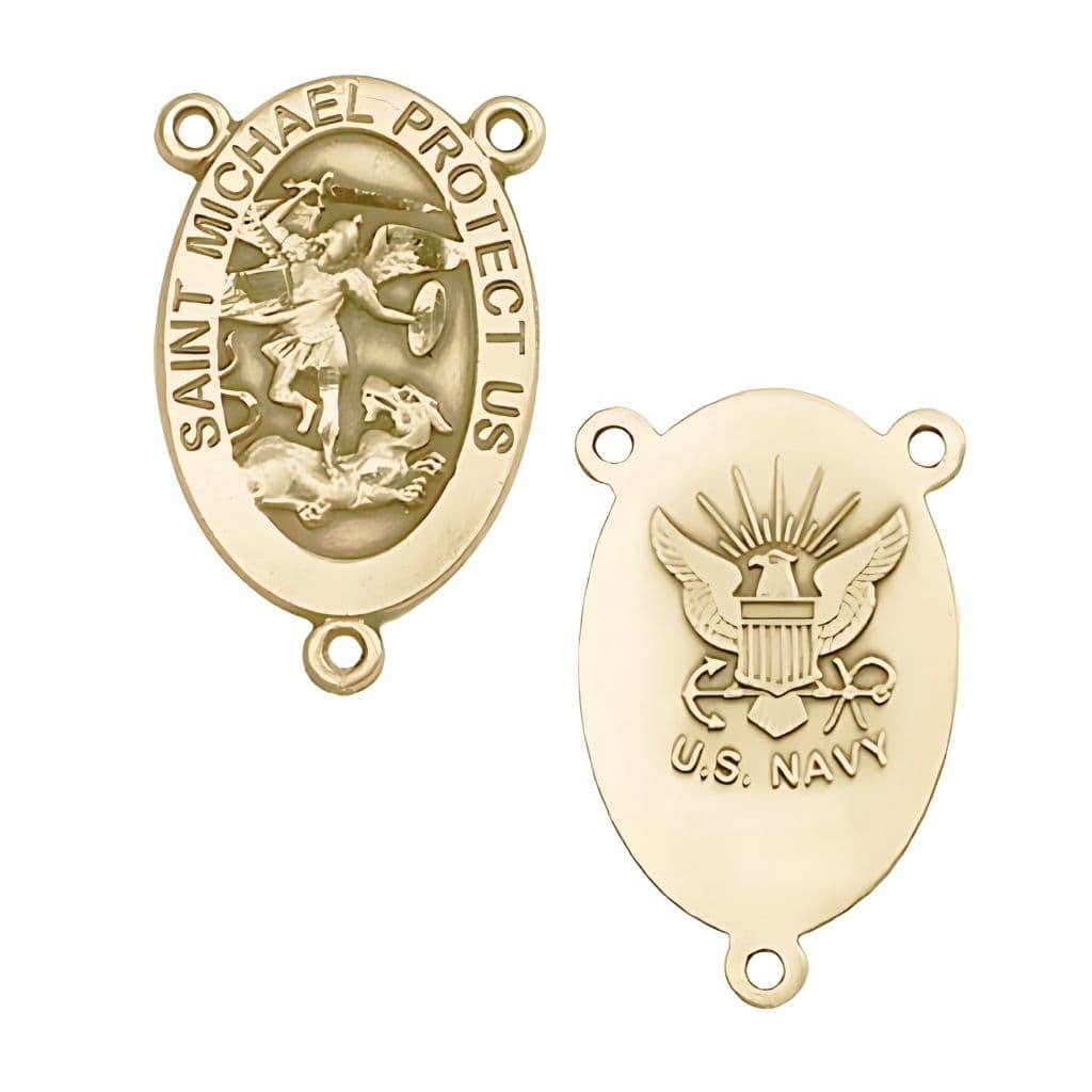 St. Michael Navy Centerpiece Rosary Part in 14kt Gold,