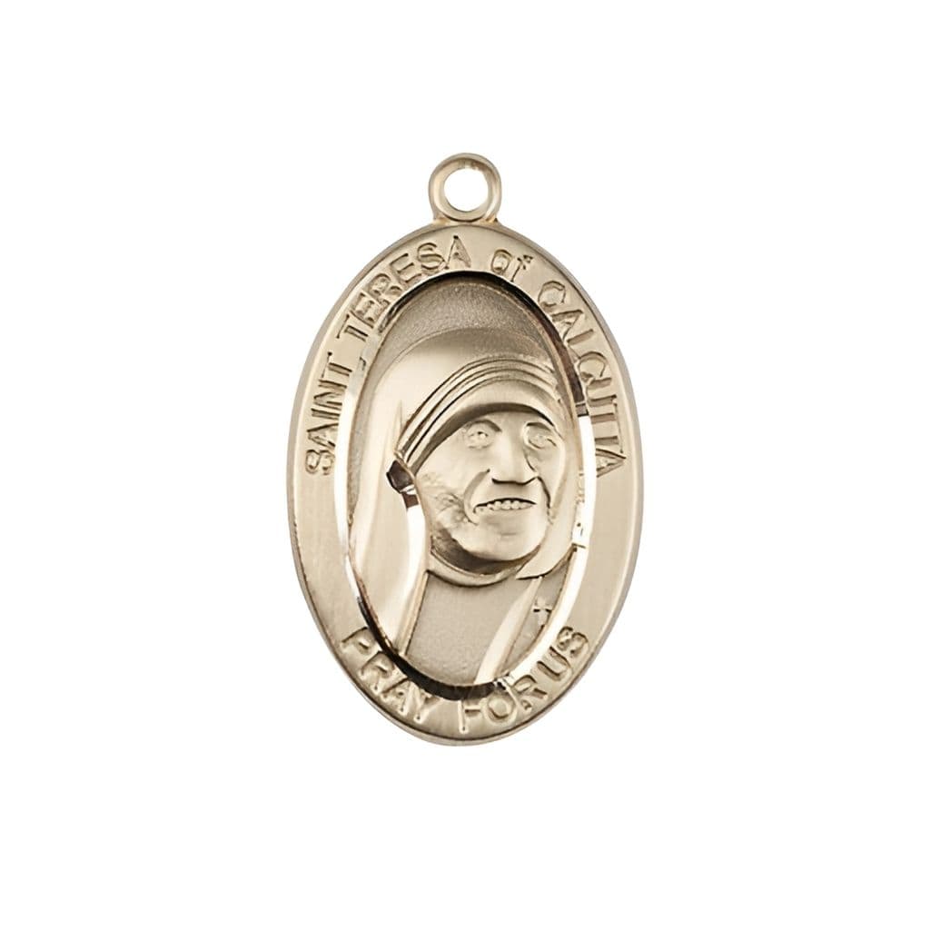 Bliss St. Teresa of Calcutta 14kt Gold Oval Medal, Measures 7/8-inch tall by 1/2-inch wide