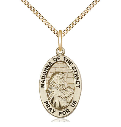 Madonna of the Street Gold-filled Medal Necklace with Plated Chain, Bliss Manufacturing