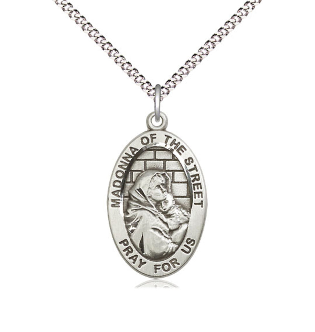 Madonna of the Medal Necklace w/Plated Chain,