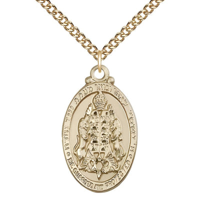 14kt Gold-filled Jewish Protection Pendant on a 14kt Gold-filled Heavy Curb Chain, 1 1/8-inch tall by 5/8-inch wide, Bliss Manufacturing