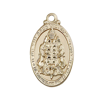 14kt Gold Jewish Protection Medal, 1 1/8-inch tall by 5/8-inch wide, Bliss Manufacturing