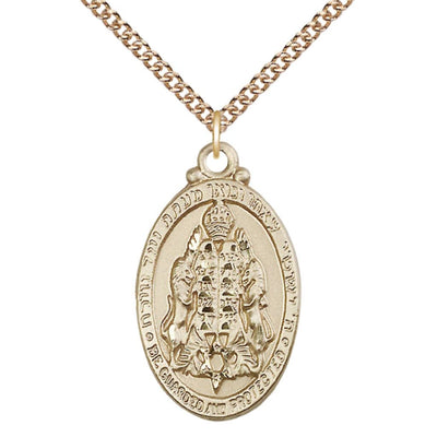 14kt Gold Jewish Protection Pendant on a 14kt Gold Heavy Curb Chain, 1 1/8-inch tall by 5/8-inch wide, Bliss Manufacturing