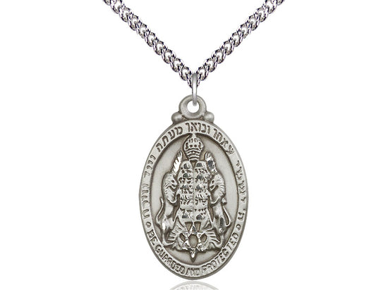 Bliss Large Sterling Silver Jewish Protection Medal Necklace