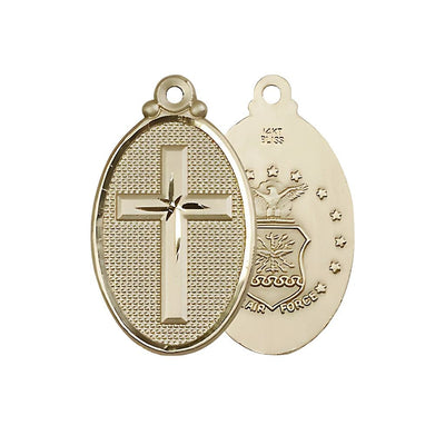 Air Force Christian Cross 14kt Gold Medal, 1 1/4-inch tall by 3/4-inch wide, Bliss Manufacturing
