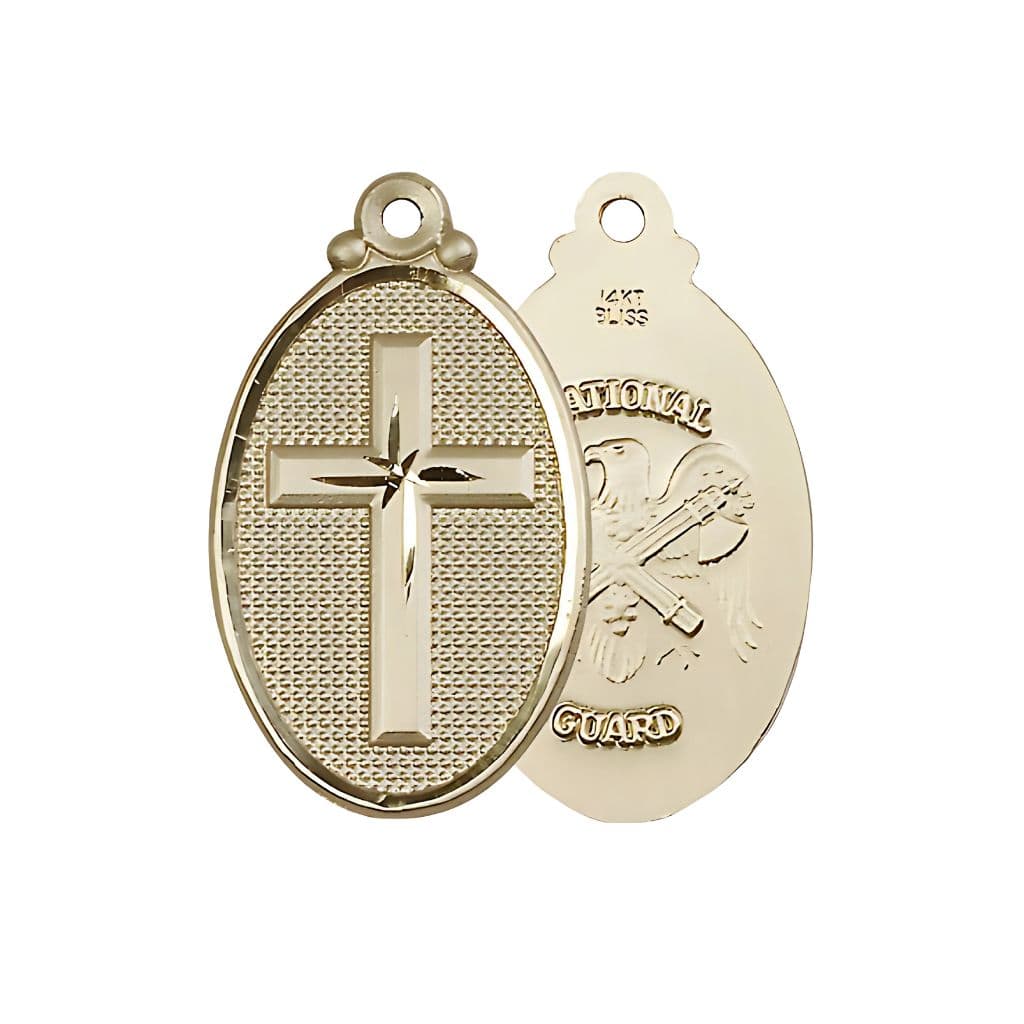 Bliss National Guard Christian Cross 14kt Gold Medal Only, 1 1/4-inch tall by 3/4-inch wide,
