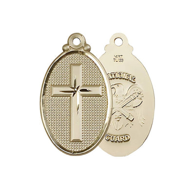National Guard Christian Cross 14kt Gold Medal Only, 1 1/4-inch tall by 3/4-inch wide, Bliss Manufacturing
