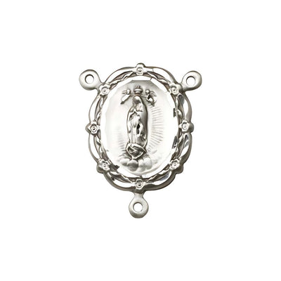 Our Lady of Guadalupe Floral Center Rosary Part, pewter / silver-plated / gold-plated, Bliss Manufacturing
