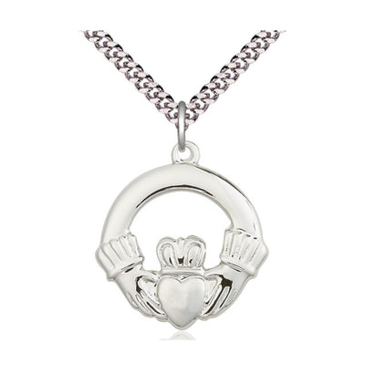 Sterling Silver Irish Knot Claddagh Medal Necklace, Bliss Manufacturing