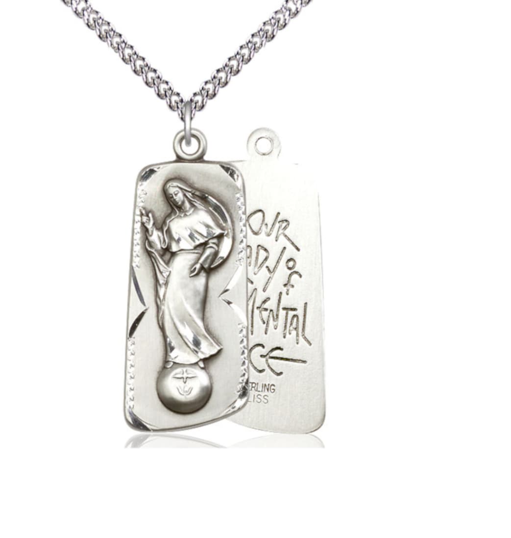 Bliss Our Lady of Mental Peace Catholic Patron Saint Medal with Sterling Silver Chain,