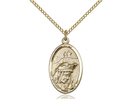 Bliss 14kt Gold Filled Our Lady of la Salette Pendant on a 18 inch Gold Filled Light Curb Chain,