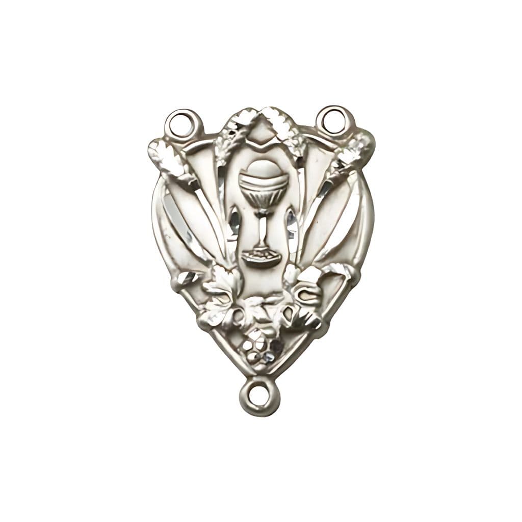 Bliss Communion Chalice Heart Shaped Silver Rosary Centerpiece,3/4-inch by 1/2-inch