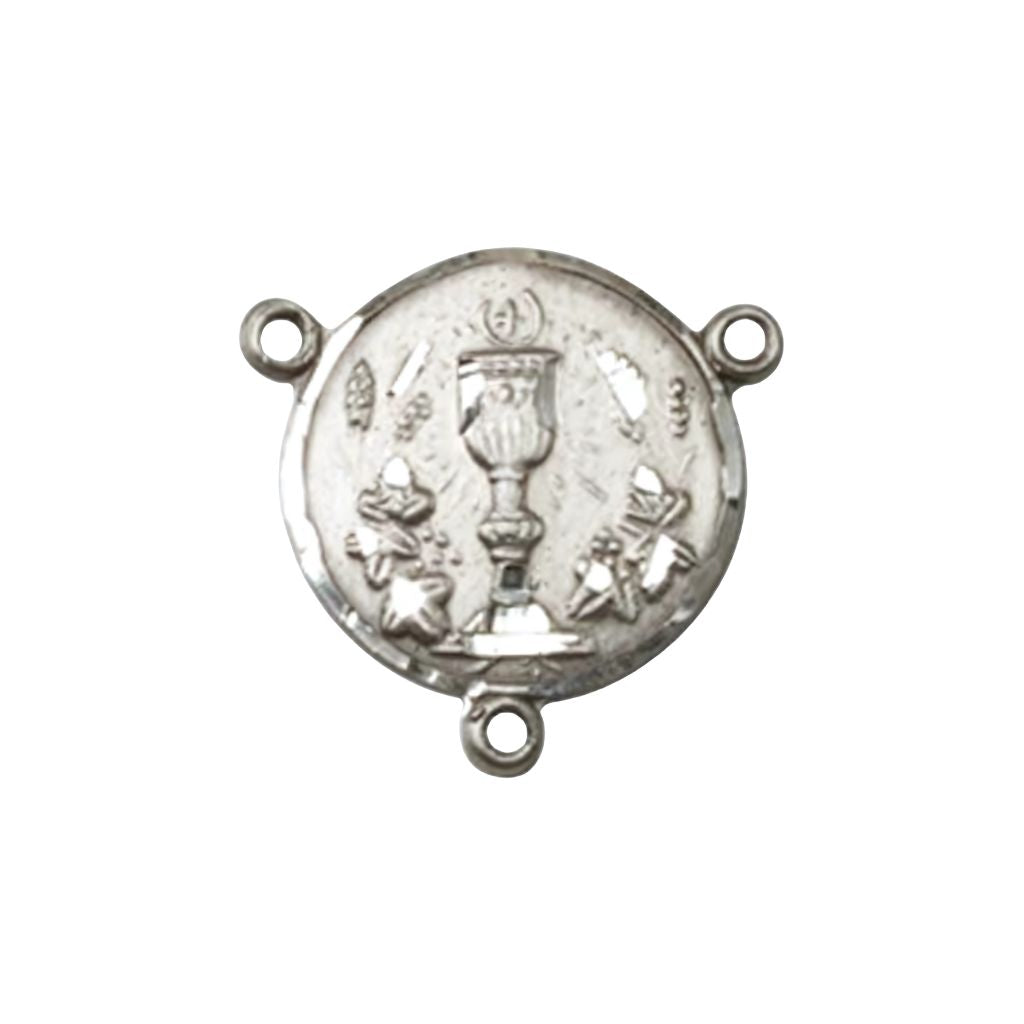 Bliss Communion Chalice Round Silver Rosary Centerpiece, 1/2-inch by 1/2-inch