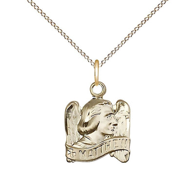 St. Matthew the Apostle Gold-filled Profile Design Medal Necklace with Gold-filled Chain, Bliss Manufacturing