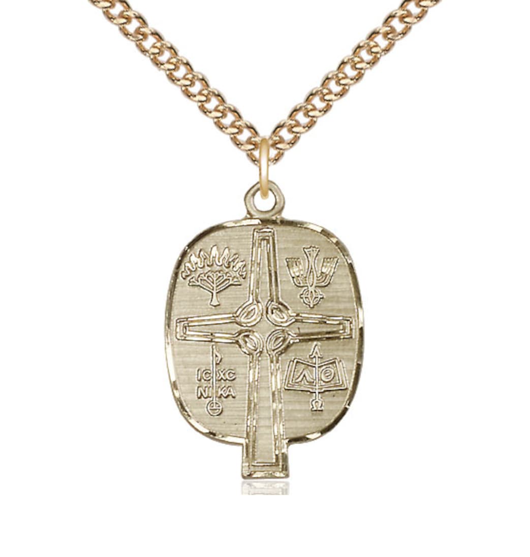 Bliss Manufacturing Religious Presbyterian Gold-filled Medal Necklace w/Gold-filled Chain,