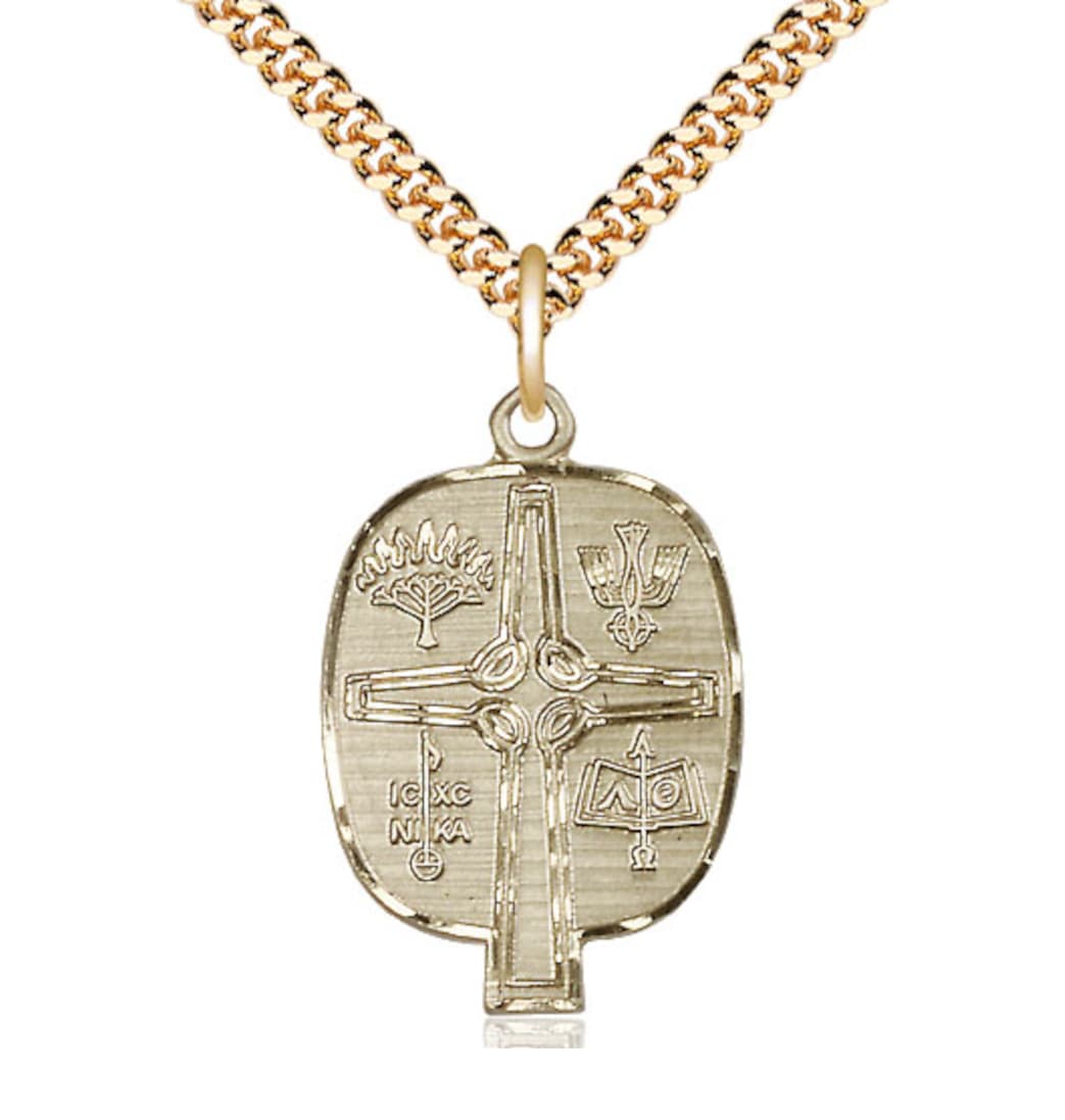 Bliss Manufacturing Religious Presbyterian Gold-filled Medal Necklace w/Plated Chain,