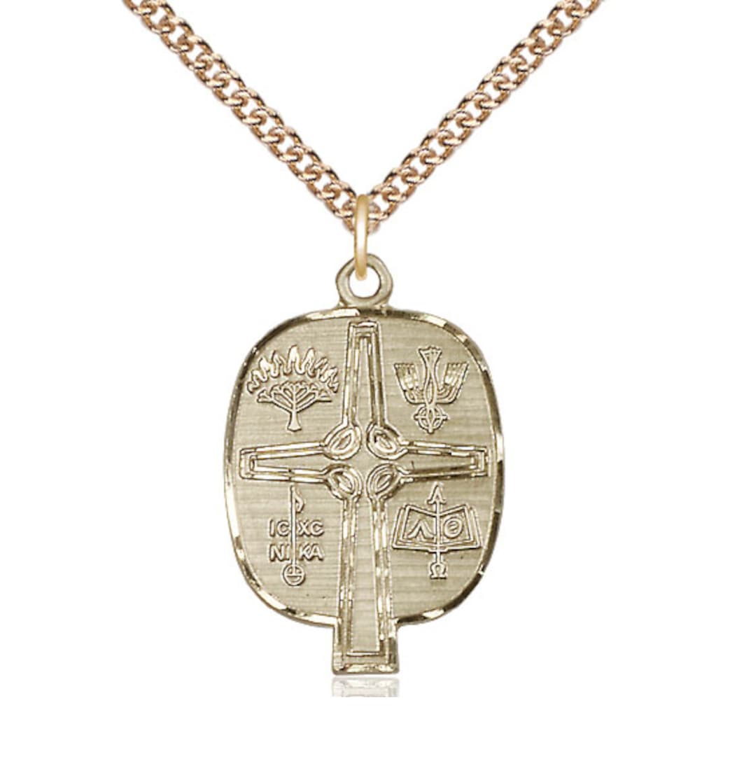 Bliss Manufacturing Religious Presbyterian 14kt Gold Medal with Chain,