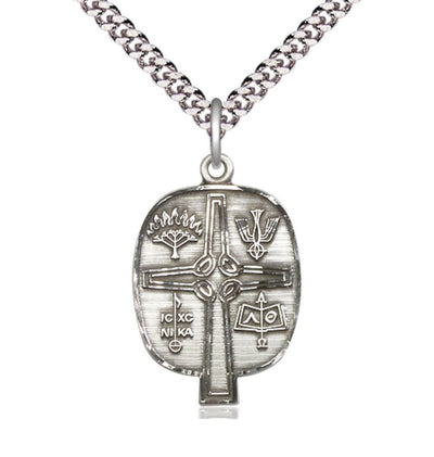 Religious Presbyterian Sterling Silver Medal Necklace w/Plated Chain, Bliss Manufacturing