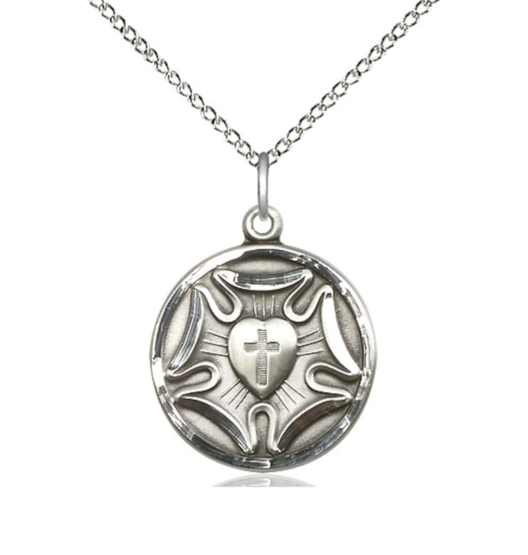 Bliss Manufacturing Religious Lutheran Sterling Silver Medal Necklace,