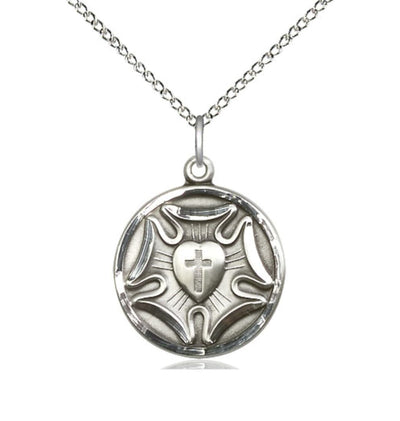 Religious Lutheran Sterling Silver Medal Necklace, Bliss Manufacturing