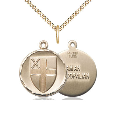 Gold Filled Episcopal Pendant on a 18 inch Gold Plate Light Curb Chain, Bliss Manufacturing